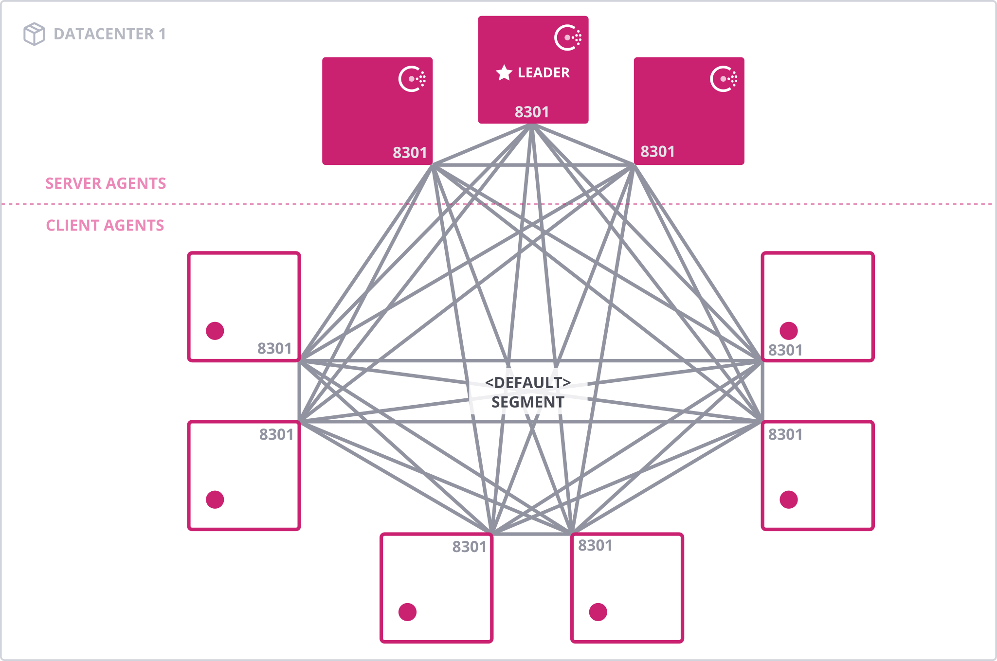 Consul datacenter default agent connectivity: one network segment